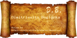 Dimitrievits Boglárka névjegykártya